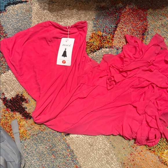 NWT Small Tube top dress Chic Asymmetrical Pink Strapless Dress - Picture 9 of 12